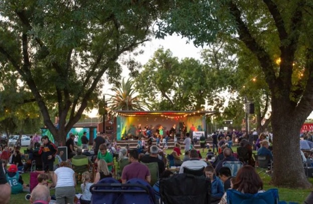 Crowd enjoying a mini-concert at the Cellar Door Fest in Adelaide